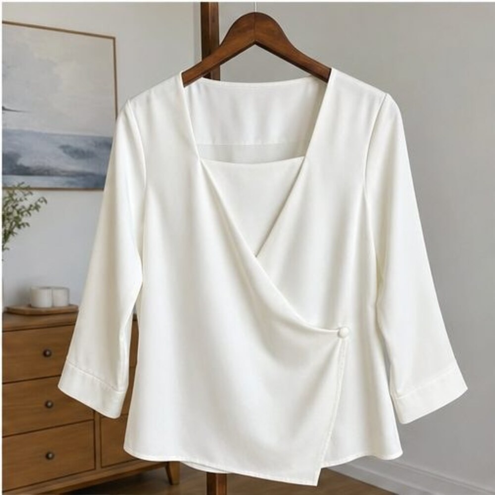 Ivory Wrap Blouse